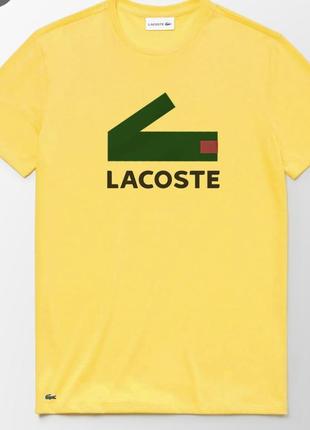 Новая мужская трикотажная футболка с принтом lacoste жёлтая хлопковая