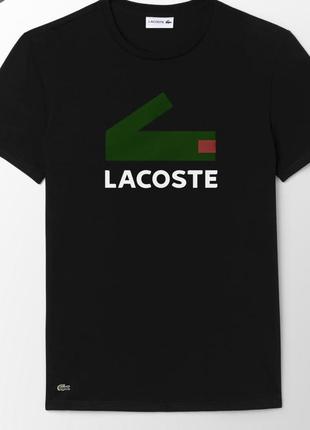 Новая мужская трикотажная футболка с принтом lacoste чёрная хлопковая