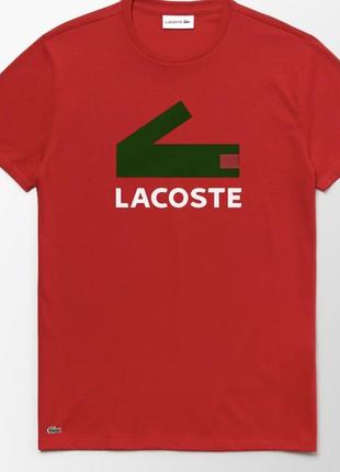 Нова чоловіча трикотажна футболка з принтом lacoste червона бавовняна