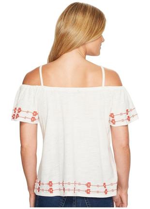Блузка вышиванка "бохо" с открытыми плечами трикотаж, футболка м7 фото