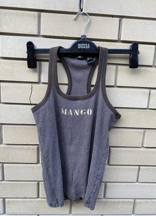 Коричнева майка річна топ в смужку mango