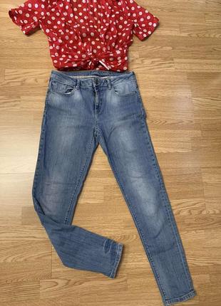 Фирменные голубые джинсы-скинни naf naf,яркие штаны skinny,штанишки1 фото