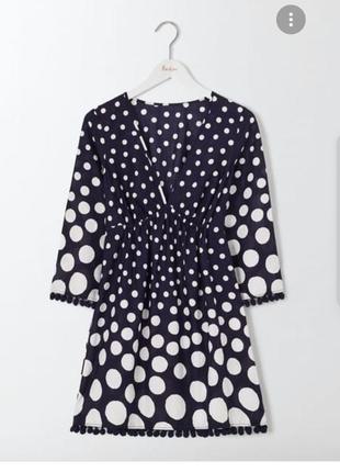 Платье boden сукня плаття глубокое декольте хлопок батист в горох polka dots пляжное беременным7 фото