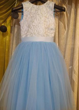 Красивое пышное голубое платье для маленькой леди1 фото