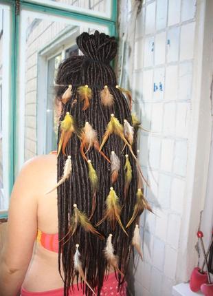 Повязка на волосы с перьями хайратник в стиле хиппи, бохо разные цвета!3 фото