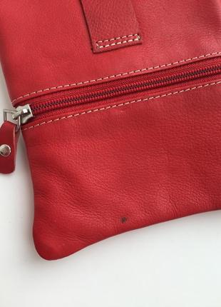 Шкіряна сумка гаманець через плече, крос боді червона london leather goods7 фото