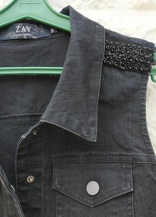 Безрукавка котоновая джинсовая шифоном2 фото