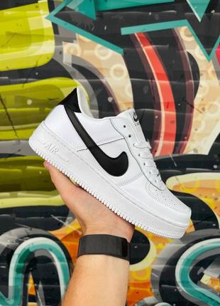 Nike air force 1 white/black🆕мужские кожаные кроссовки найк аир форс🆕бело-черные
