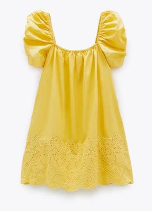 Жовтий сарафан з прошвою zara
