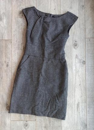 Гарна офісна сукня сіра на роботу плаття сарафан з кишенями офісне плаття на роботу1 фото