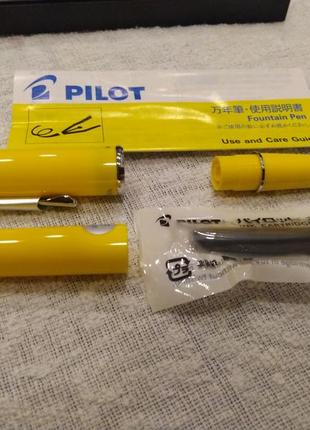 Pilot prera fine-nib, yellow body fountain pen ручка пір'яна жовта колекційна японія7 фото