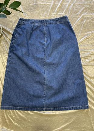 Джинсовая юбка миди c вышивкой bhs размер l евро 42 (14)2 фото
