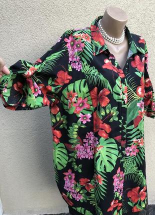 Рубашка,блуза батал,тениска,цветочный принт,премиум бренд.sara lindholm6 фото