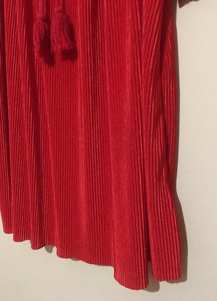 Топ плиссе new look red plissé tassel tie bardot top6 фото