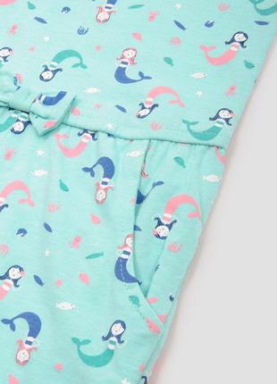 Комбинезон шортами маечкой с эластичным поясом и карманами в морской летний принт русалки lupilu2 фото