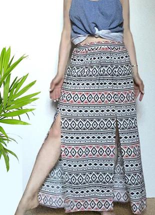 Летняя вискозная длинная юбка на резинке размер m-l вискоза