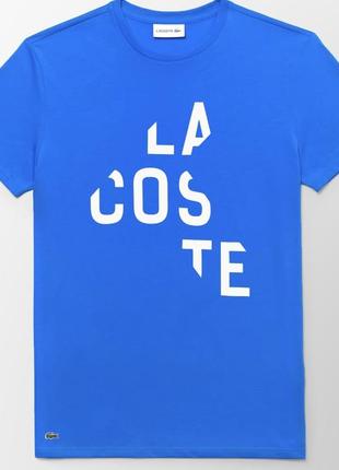 Нова чоловіча трикотажна футболка з принтом lacoste синя бавовняна