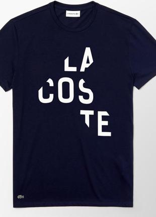 Новая мужская трикотажная футболка с принтом lacoste темно-синяя лакоста хлопковая1 фото