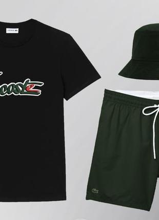 Летний спортивный костюм комплект плавательные шорты футболка лакоста