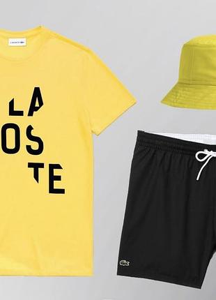 Літній спортивний костюм комплект плавальні шорти футболка lacoste