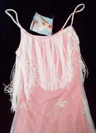 Нежное бело-розовое платье bershka4 фото