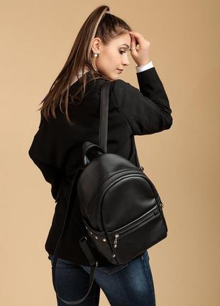Подростковый черный мега стильный рюкзак для города2 фото
