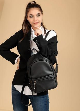 Подростковый черный мега стильный рюкзак для города8 фото
