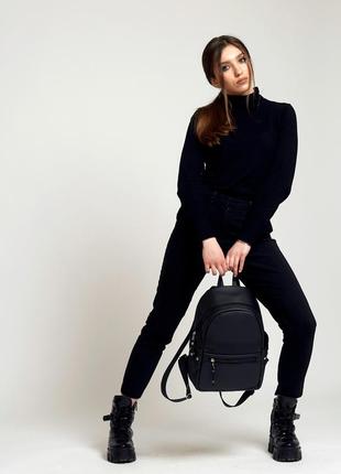 Подростковый черный мега стильный рюкзак для города9 фото