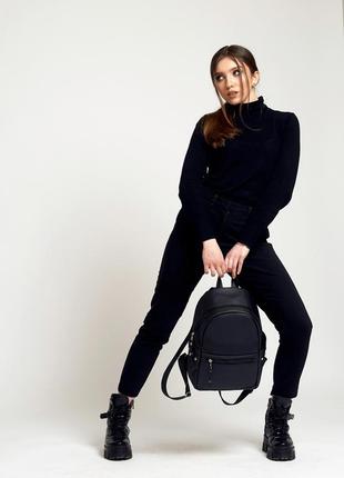 Подростковый черный мега стильный рюкзак для города10 фото