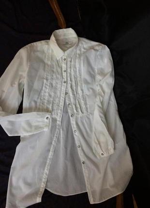 Женская белая удлинённая рубашка - халат  / туника / пляж.4 фото
