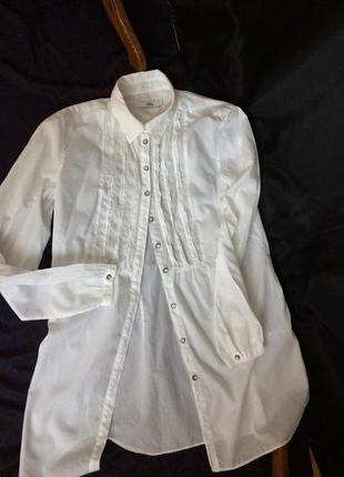 Женская белая удлинённая рубашка - халат  / туника / пляж.1 фото