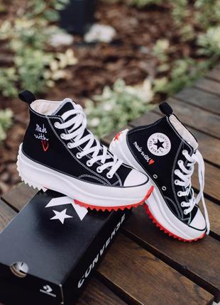 Converse birds star hike hi made with love valentines day жіночі чорні кеди на високій платформі конверс жіночі чорні кеді на високій підошві5 фото