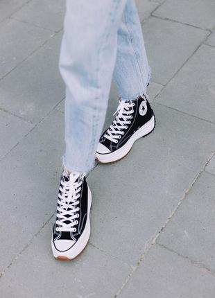 Converse run star hike hi black white gum женские чёрные кеды конверс на высокой...