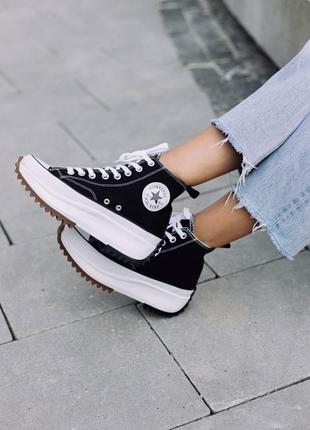Converse run star hike hi black white gum женские чёрные кеды конверс на высокой...