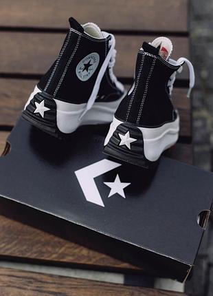 Converse run star hike hi black white gum женские чёрные кеды конверс на высокой...