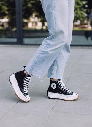 Converse run star hike hi black white gum женские чёрные кеды конверс на высокой...