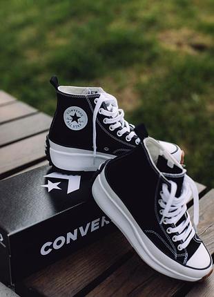 Converse run star hike hi black white gum женские чёрные кеды конверс на высокой...