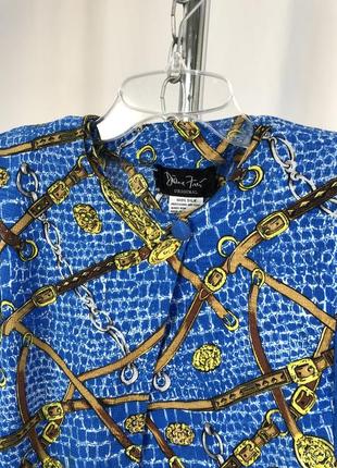 Diane freis винтаж блузка шёлк голубая принт ремешки8 фото