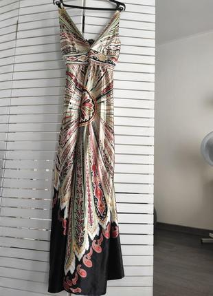 Платье длинное атласное восточное для беременных сарафан 44 46 размер