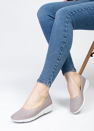 Балетки кожаные серые 920тz