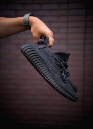 Стильные женские кроссовки кеды демисезонные adidas yeezy 350 текстильные чёрные2 фото