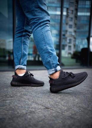 Стильные женские кроссовки кеды демисезонные adidas yeezy 350 текстильные чёрные8 фото