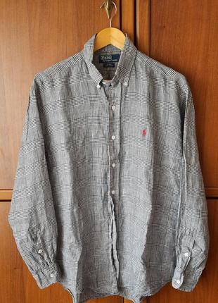 Вінтажна чоловіча лляна сорочка polo ralph lauren vintage