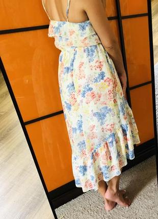 Платье в цветочный принт, сарафан рюши6 фото