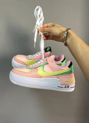 Стильные женские кроссовки кеды демисезонные nike air force shadow « arctic punch »1 фото