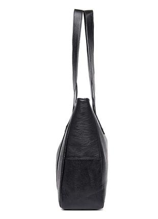 Большая чёрная женская сумка-тоут4 фото