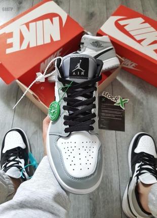 Стильные мужские кроссовки кеды высокие nike air jordan кожаные найк5 фото