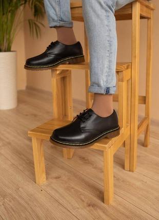 Dr.martens 1461 low кожаные туфли мартинс черные6 фото