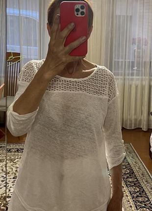 Футболка трикотаж льняна. з мереживом