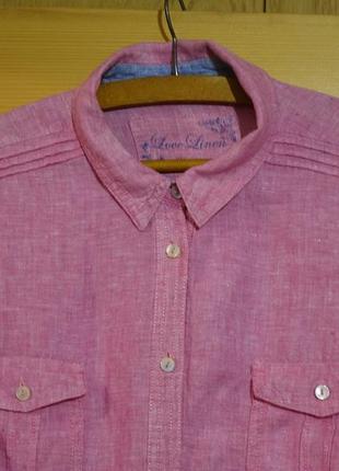 Мягенькая розовая льняная рубашка m&s love linen англия 14 р.2 фото